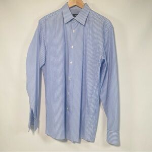 Hugo Boss Shirt Blue Striped Dress Shirt Size 16 34/35